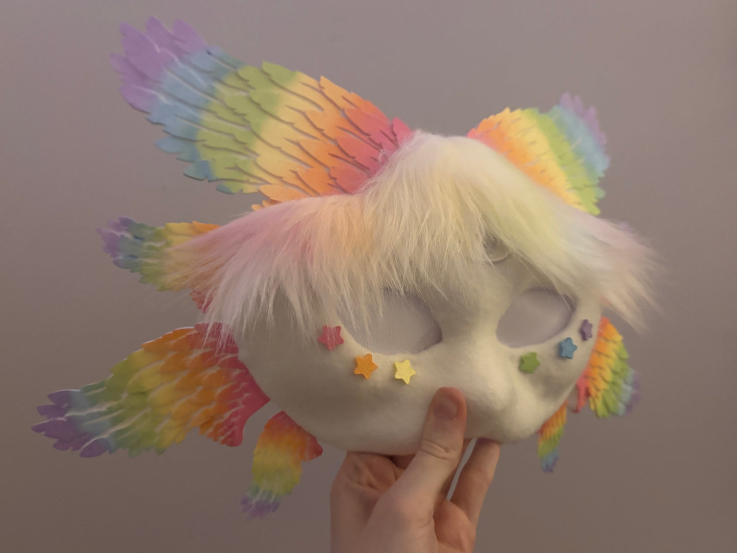 Pastel Rainbow Angel Therian Mask
